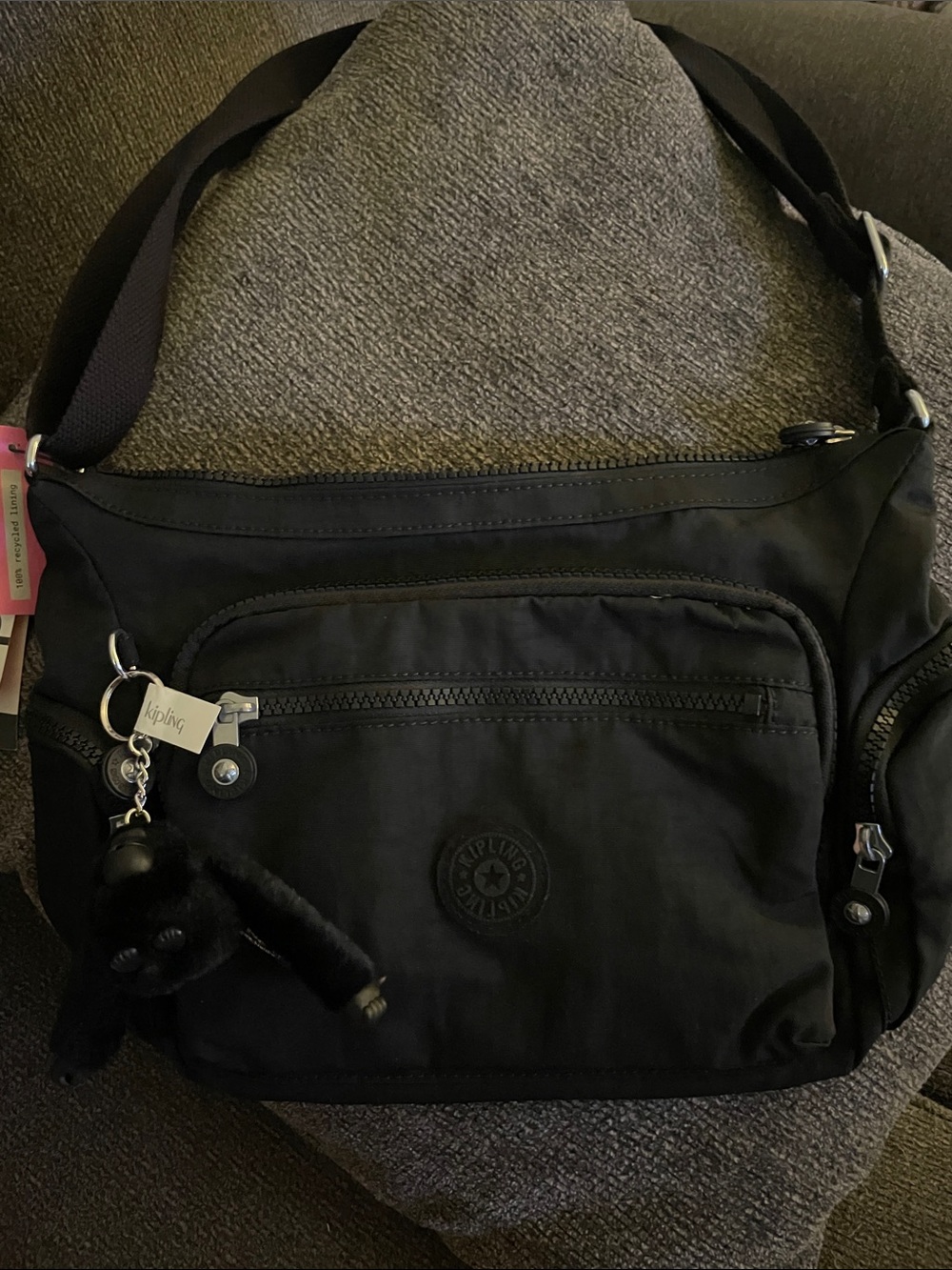 NWTs Gabbie Kipling Black Crossbody Shoulder Bag Adriaan key charm 🦍